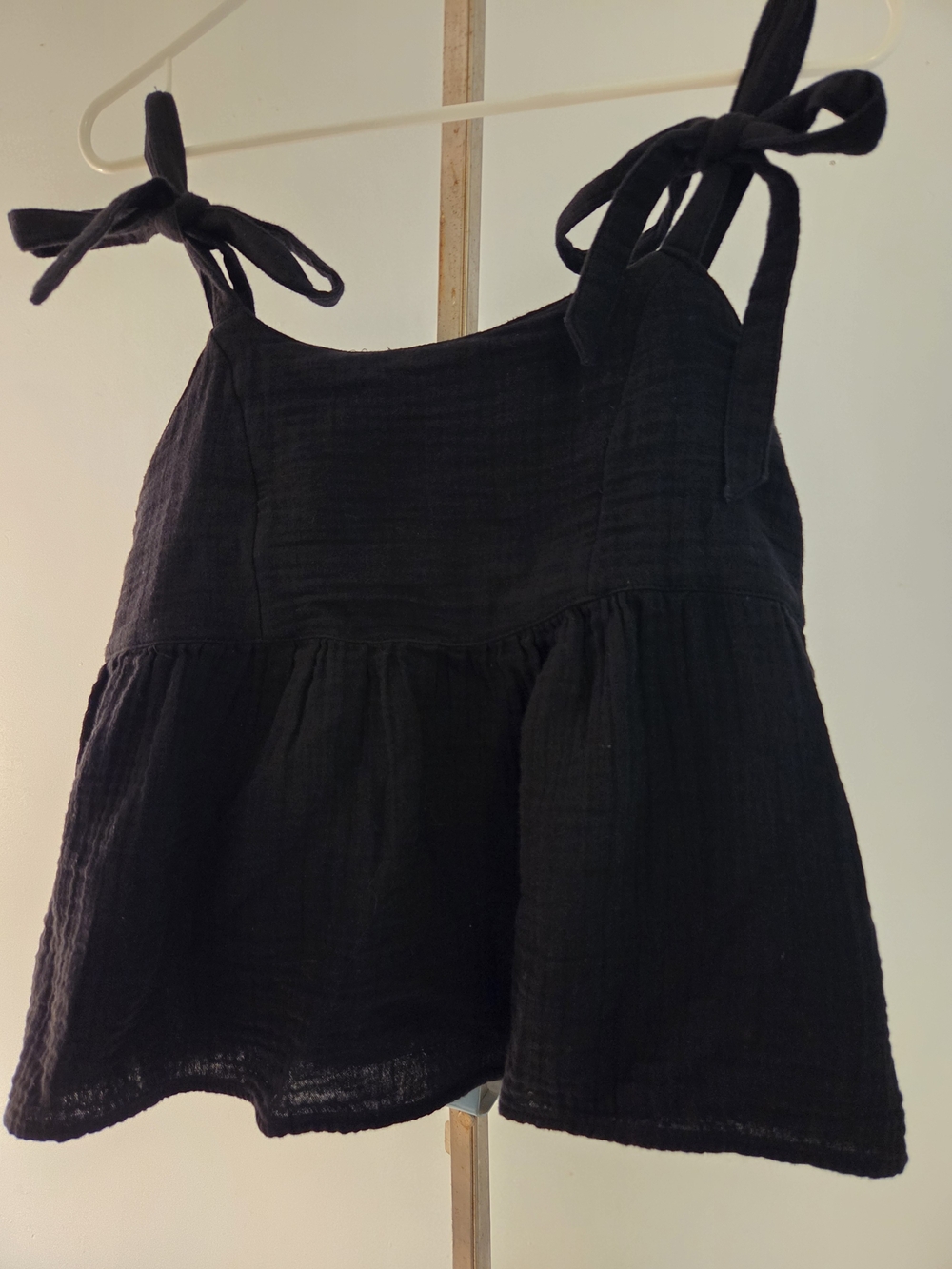 Old Navy Black Cotton Tie-Shoulder Babydoll Tank
